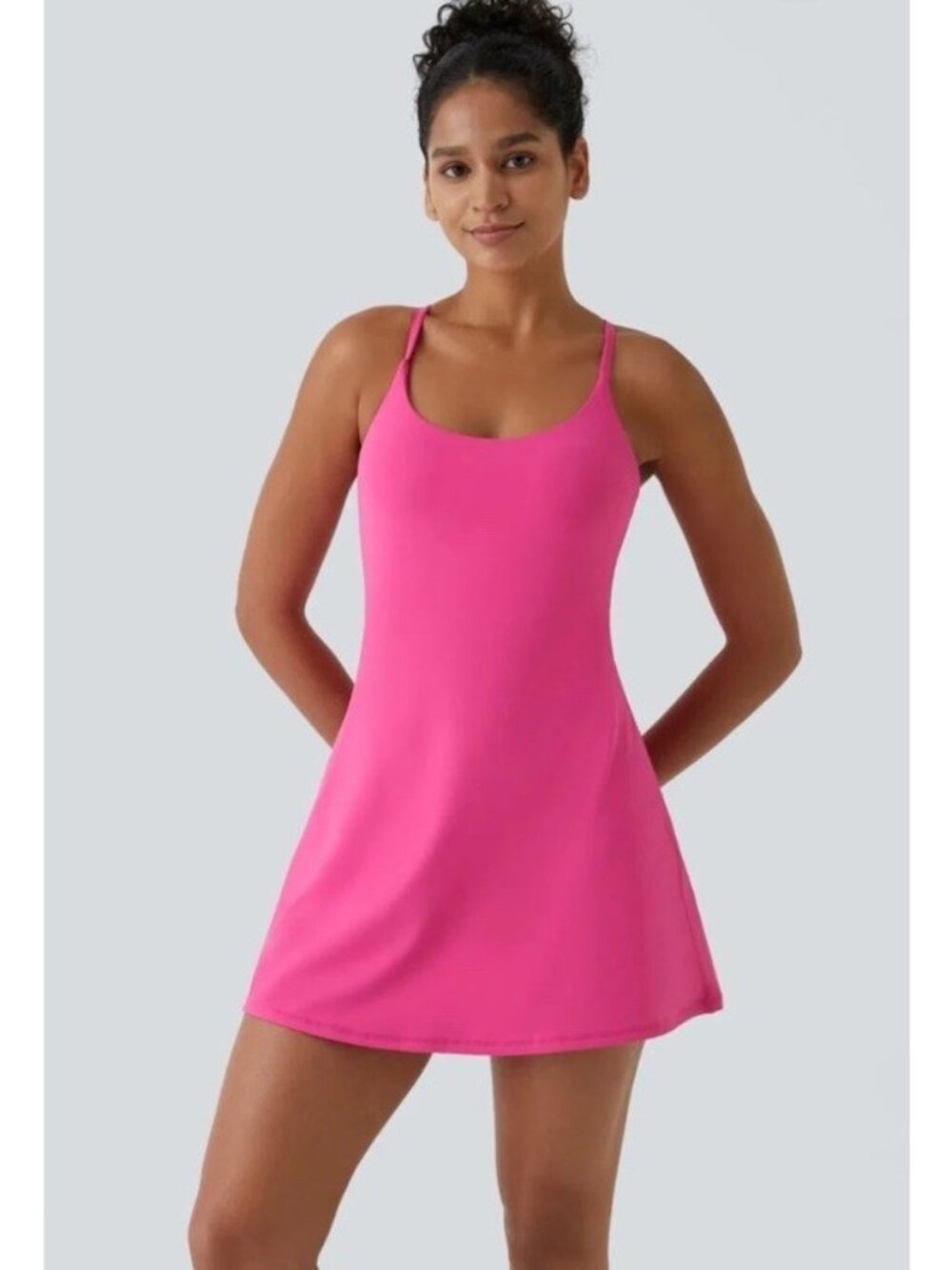 Halara Softlyzero™ Plush Backless Active Dress-Easy Peezy Edition L Fuchsia $45